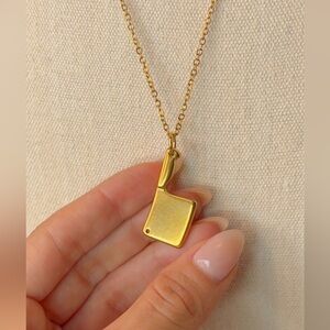 Small meat cleaver charm on 19” chain 18kt gold plated WATERPROOF chain 💫